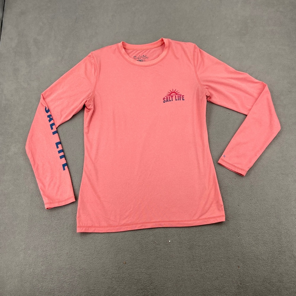 Salt Life SLX UVapor Long Sleeve Performance Shirt Coral Pink Salty State Mind
